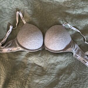 Victoria's Secret Gray Bra with White Straps